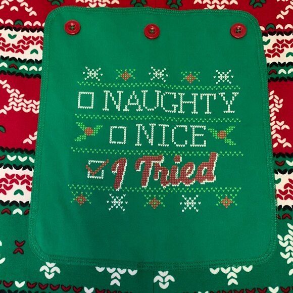 Fammy Jammies Youth Large 14 One Piece Holiday Pajamas Naughty Nice I Tried - Picture 7 of 8